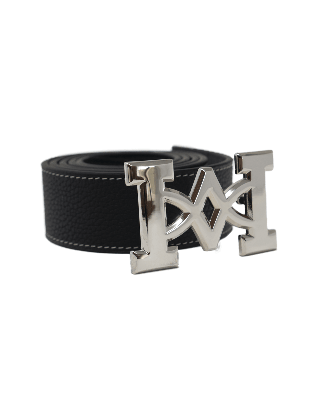 Morreale Paris SILVER / WHITE STITCHES Morreale Paris Logo Buckle Belt